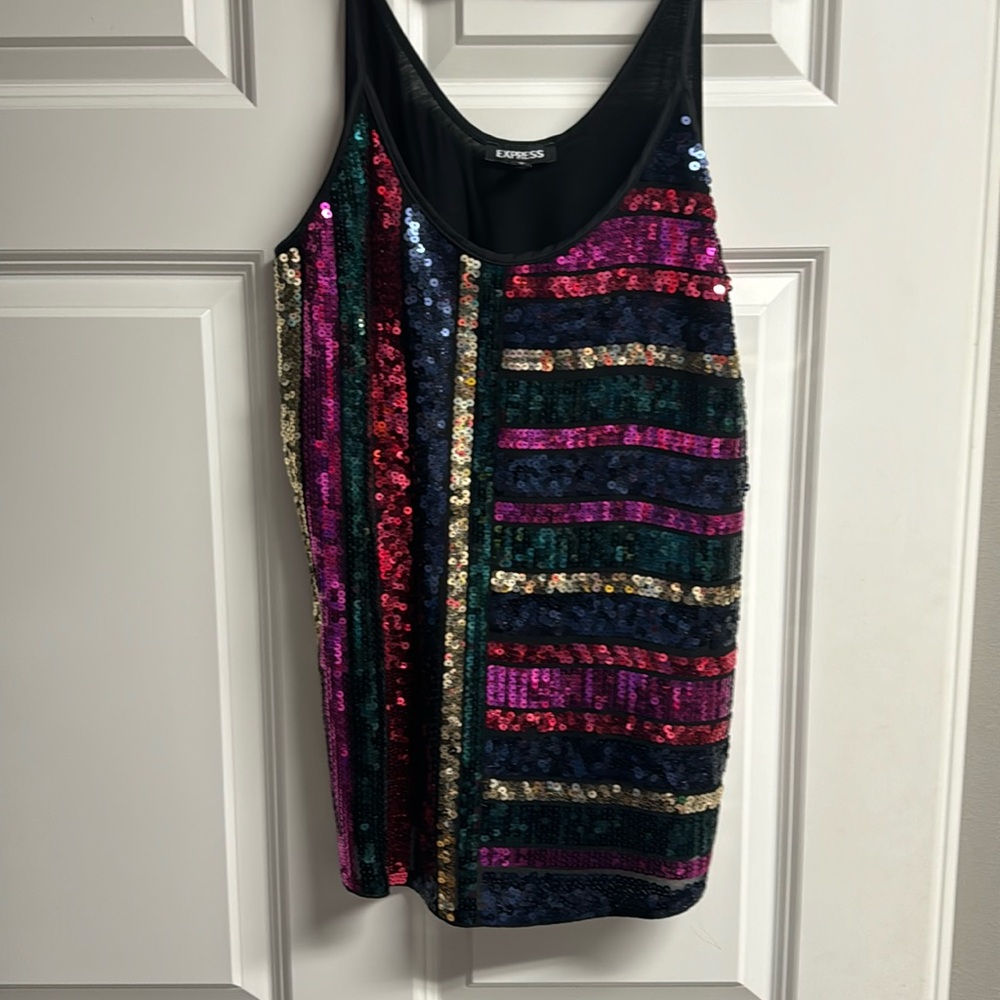 Multi color sequined tank